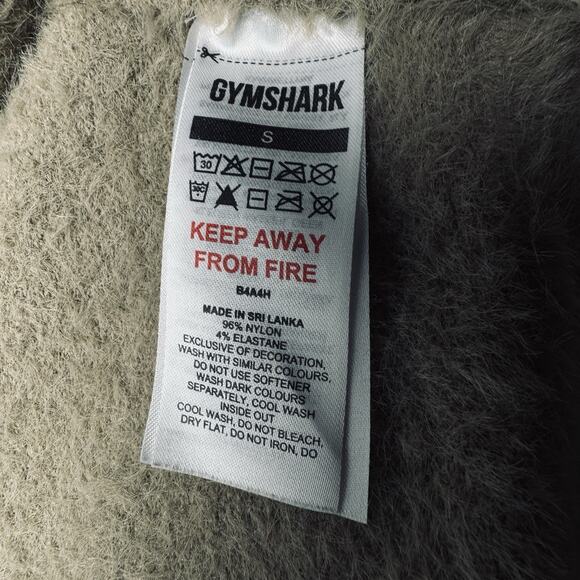 GYMSHARK X Whitney Simmons Small Beige Brown Zip Eyelash Knit Cropped Jacket Fur - Picture 9 of 11